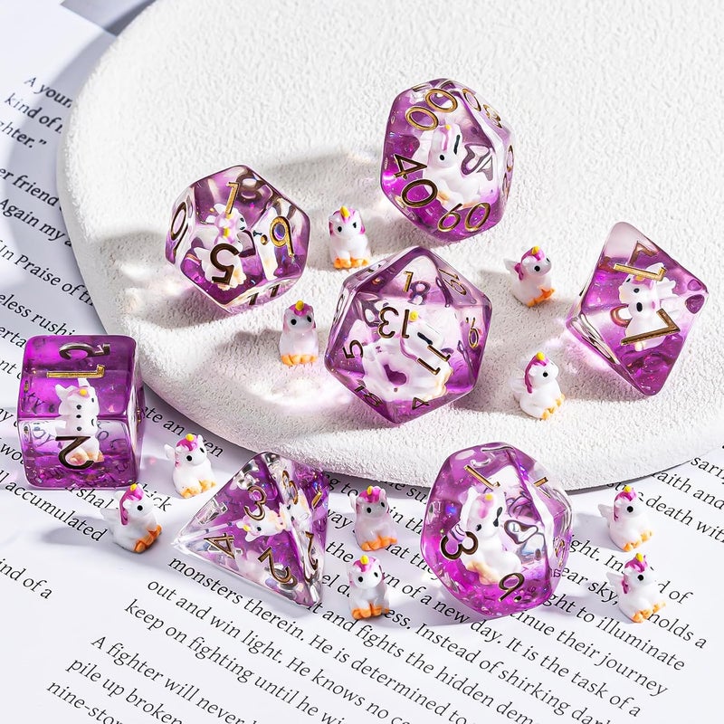 weyano Resin Unicorn D&D Dice Set, Polyhedral Dice for Dungeons and Dragons, DND RPG, MTG, 7PCS(D20, D12, D10, D8, D6, D4) for Ages 15 and Up - Image 3